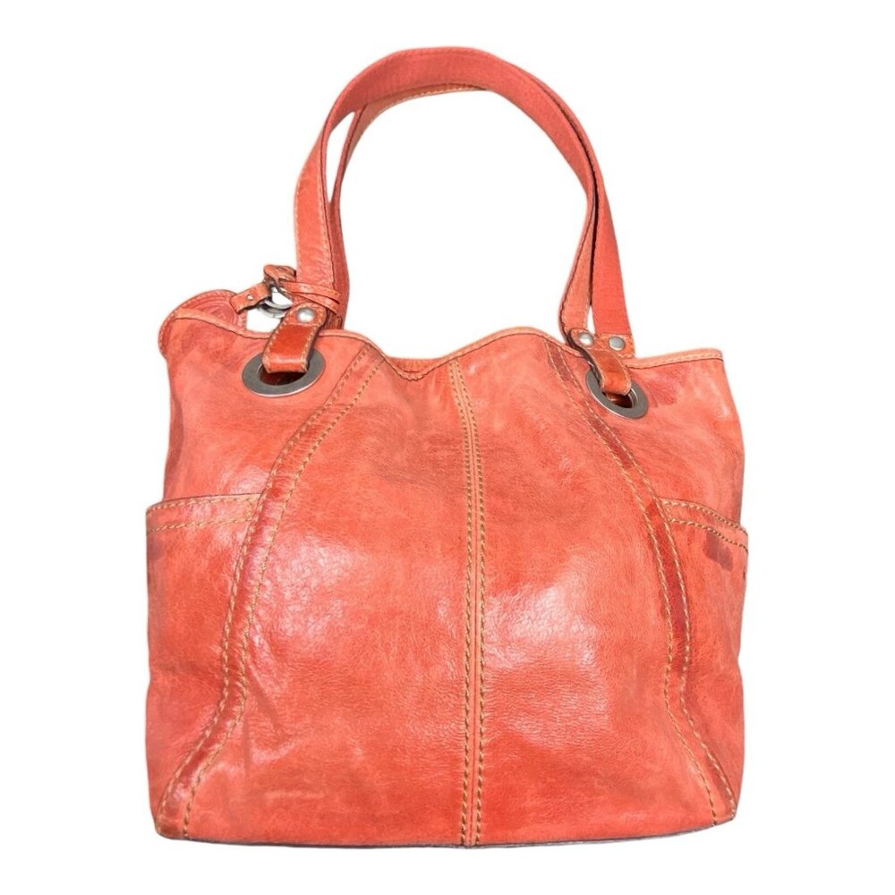 Share Vintage FOSSIL Red Leather Shoulder/Satchel Bag with Double Straps w Key